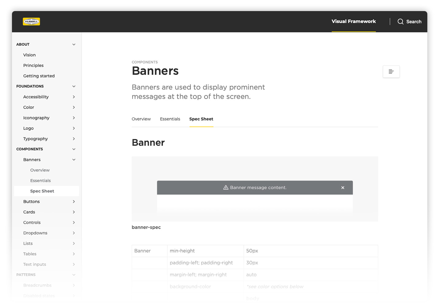 design system section: banners